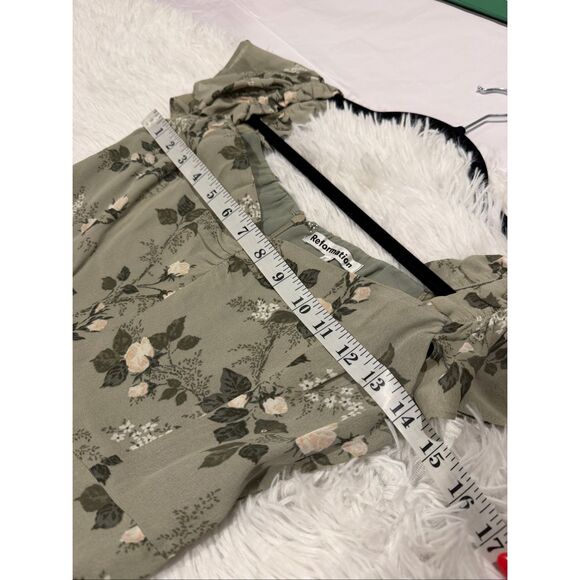 Reformation Butterfly Midi Dress in Verde Green Floral Size 2 - Picture 4 of 9